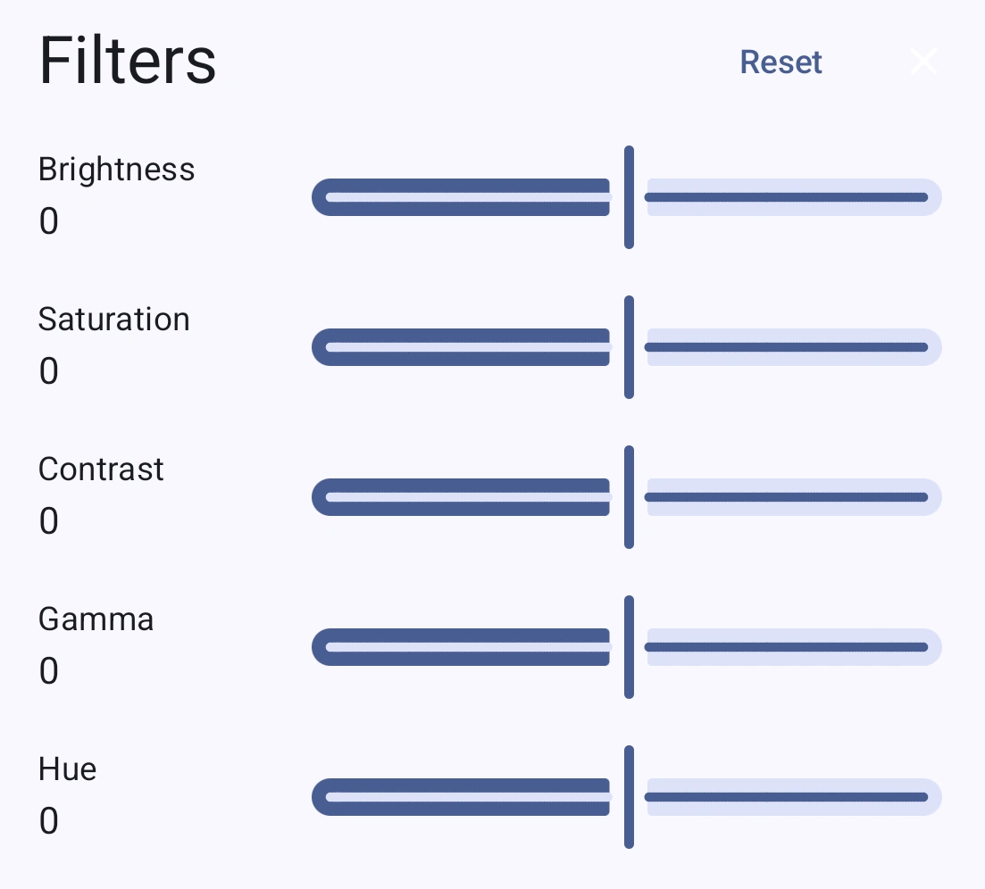 Filters panel