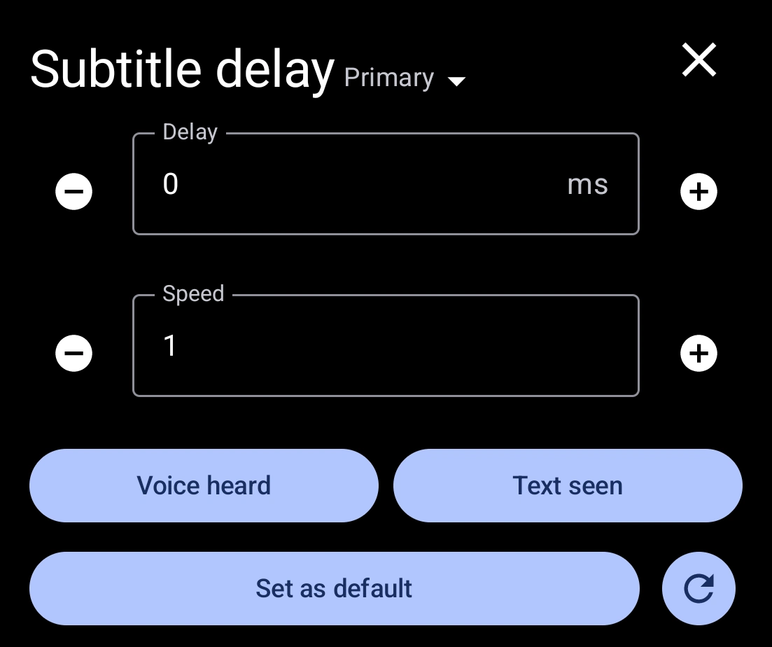 Subtitle delay panel